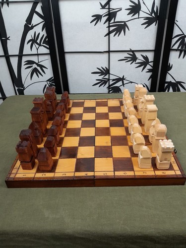 Carved wooden chess - wooden, with
