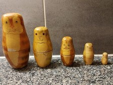 VINTAGE WOODEN NESTING CATS