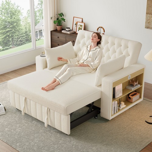Folding sofa bed beige - folding,
