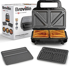 Breville 3-In-1 Ultimate Snack Maker | Deep Fill Toastie Maker, Waffle Maker & P