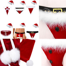 UK Mens G-String Thongs Briefs Underwear and Santa Claus Hat Sets Christmas Club