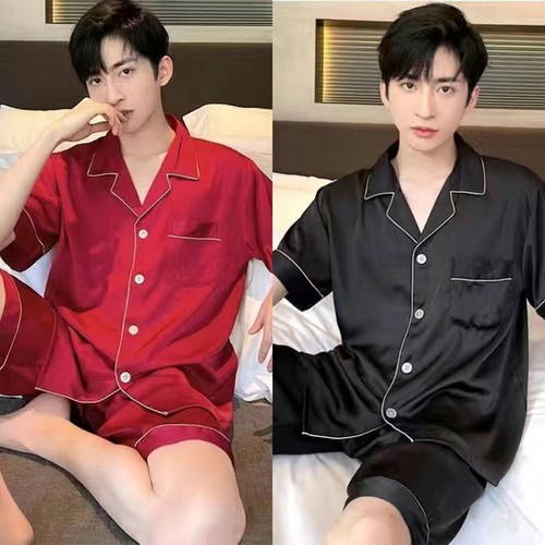 Men satin silk pajamas suit - men's,