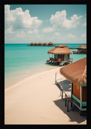 Vibrant tropical beach framed - tropical,