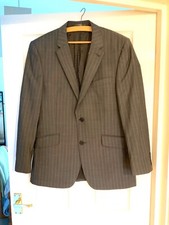 Men Grey Pinstripe JASPER CONRAN Jacket Smart Work Blazer 40" TINY STAIN ON CUFF