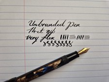 Vintage Unbranded Fountain Pen, 14ct Gold Nib, Push Button Filler.