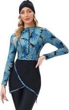 Modest Burkini Muslim Women Long Sleeve Swimwear Swimsuit Islamic Beachwear Set3
