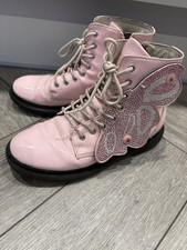 Girls Pink Lelli Kelly Butterfly Boots, Pink. Size 34/uk 2