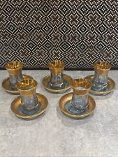 5x Turkish Gold Gilded Tea/Coffee Glasses and saucers.