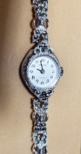 Vintage 1980s Imado Ladies Marcasite Wrist Watch Working