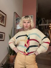 Vtg UNO & UNA Knit Sweater Sz