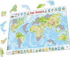 Physical Map of The World Frame/Board Jigsaw Puzzle 29cm x 37cm REDUCED TO CLEAR