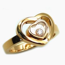 Chopard Happy Heart Diamond 18k Rose Gold Double Heart Ring w/Box Case Paper