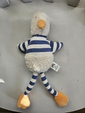 Jelly Cat Bredita Duck Rattle Chime Plush Soft Toy Blue White Stripe Top