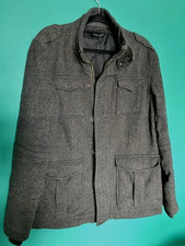 Mens Tom Wolfe Wool Blend Jacket Grey Overcoat 80 % Wool Gents UK Size Medium