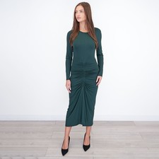 Reiss Green Ginny Dress Midi Ruched Occasion Party Christmas Glamorous RRP £140