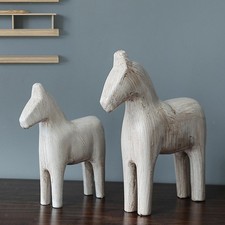 Set of 2 Hand Carved Wooden