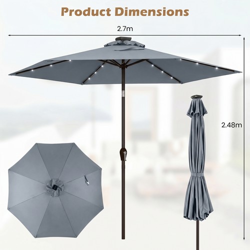 Crank open solar - umbrella, with