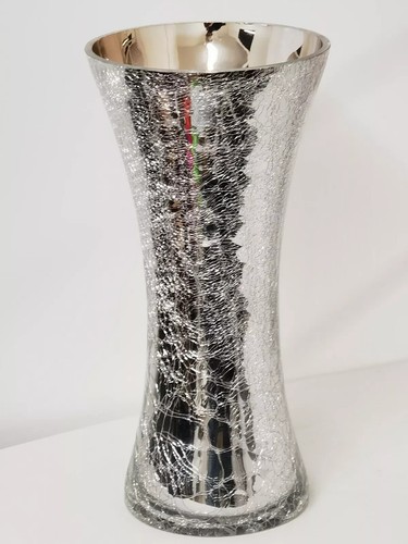 Crackle vase silver tabletop - vase,