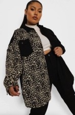LEOPARD BLACK LADIES OVERSIZED DENIM SHIRT PLUS SIZE