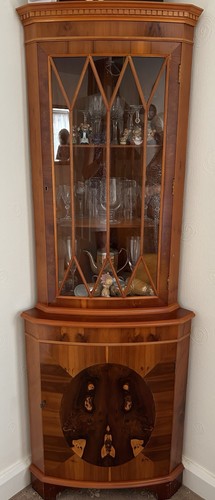 Yew corner cabinet with glass - yew,
