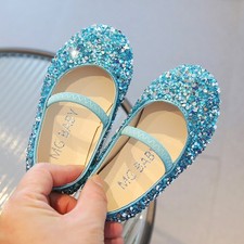 BABY GIRLS GLITTER CRYSTAL SHOES MARY JANE SHINY WEDDING PARTY PATENT FLAT SHOES