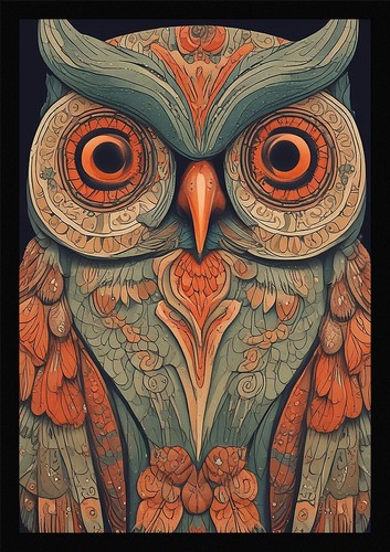 Vibrant owl framed - owl,