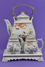 Franklin Mint Birds & Flowers Orient Tea Set With Stands Porcelain Not Boxed