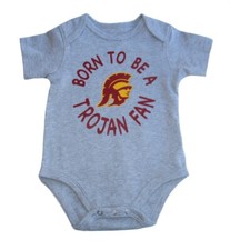 USC Trojans Born To Be Infant Creeper One Piece Bodysuit - Gray
