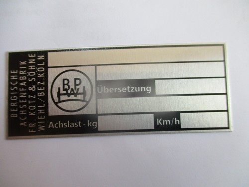 Bpw type plate schild towbar - bpw,