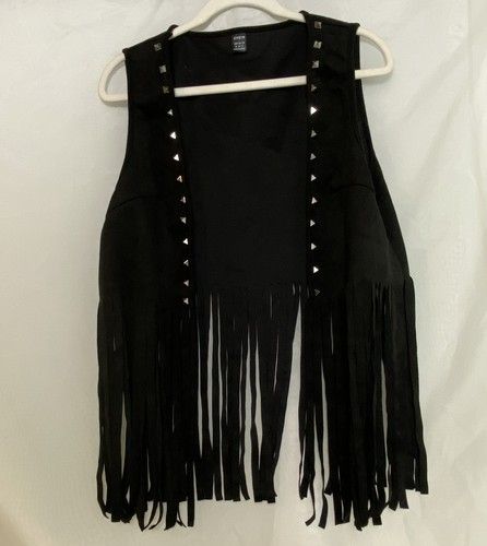 Shein black fringe sleeveless - fringe,