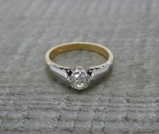 Antique 1930's 18ct Yellow Gold & Platinum Solitaire 0.30ct Diamond Ring
