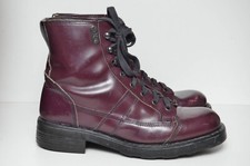 O.X.S Leather Moto Combat Boots Wine colour EUR 40 UK 7 OXS