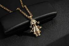 Gold Filled | Heart Rag Doll Pendant with Stones & 22" 5.5mm Belcher Chain