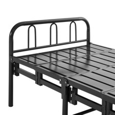 3FT Single Folding Bed Portable Guest Dorm Beds Steel Metal Frame Head/Footboard