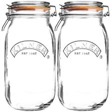 Kilner 2pcs Clip Top Round 2L Preserve Jam Rice Coffee Storage Holder Glass Jar