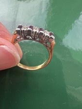 Gold  Purple And Clear Stone Ring