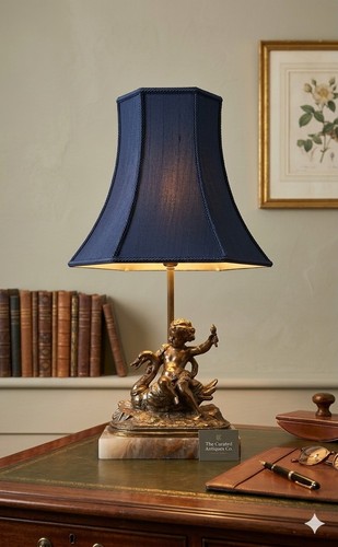 Cherub lamp with marble base - cherub,
