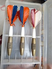 Vintage 18g (Without Flights)   Feather Flights Not All Same In Kwiz Darts Case 