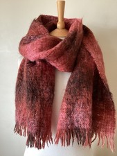 YARROWVALE SCOTLAND VINTAGE 70% MOHAIR SCARF SHAWL WRAP BROWN / PINK MIX