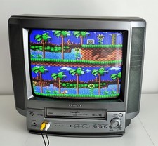 Aiwa - 14" TV - CRT Television / VHS Combi - Retro Gaming - Silver VX-T149K