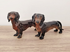 Two Small Vintage Black Ceramic Dachshund Dogs No Markings - PLEASE SEE VIDEO