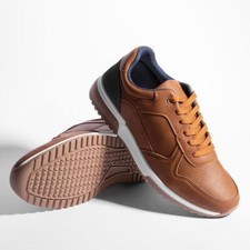 Beckett Mens Shoes Tan Adults Lace Up Casual Gripped Comfortable Emlyn SIZE