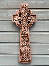 Celtic cross decorative stone wall plaque lg 55cmH