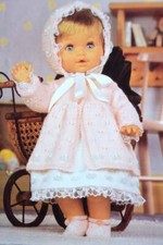BABY/  doll  knitting pattern   matinee jacket dress hat shoes 12 / 22 inch doll