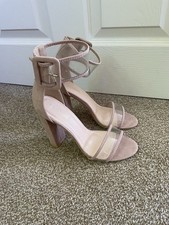 Ladies Dusky Pink Clear Strap Sandals Heels Shoes Size 5 Public Desire