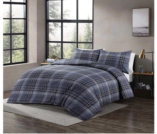Indigo tartan print duvet - tartan,