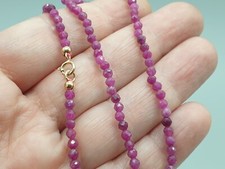 Sparkly Ruby Necklace Natural Faceted Stones 2mm 3mm 9ct Yellow Gold Clasp 16"