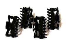 Set Of 4 Black Small Hair Claw Clip Butterfly Design Bull Dog Hair Clip