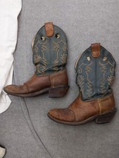 Double H Buckaroo 1584 Boots Mens Size 9.5 EE Brown Green Leather Western USA