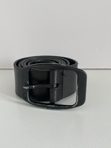 Star raw black leather belt - star,